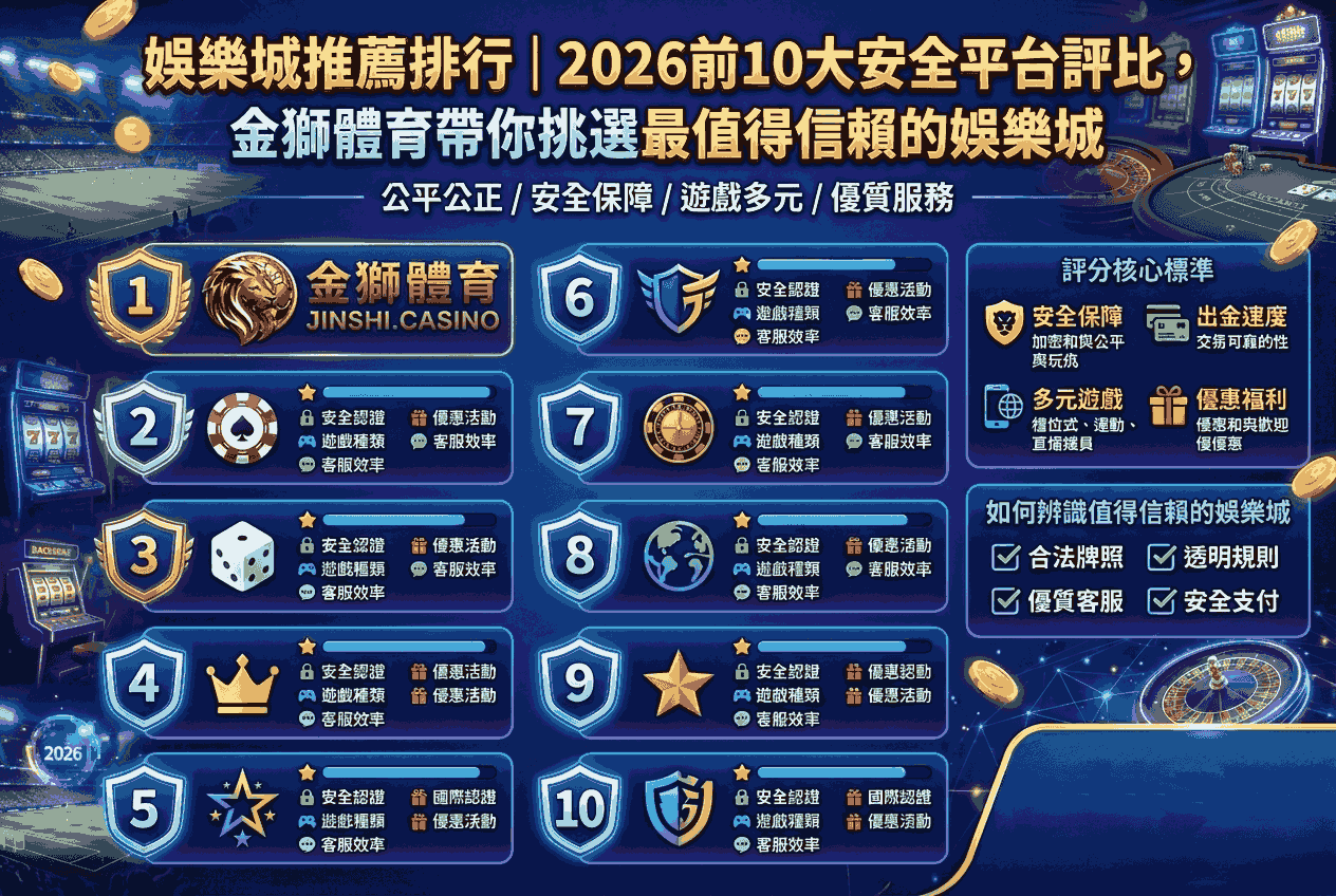 娛樂城推薦排行｜2026前10大安全平台評比，金獅體育帶你挑選最值得信賴的娛樂城