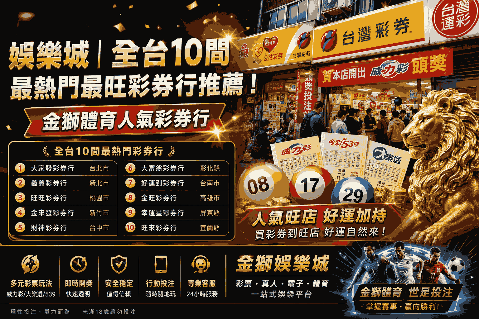 娛樂城 ｜全台10間最熱門最旺彩券行推薦！金獅體育人氣彩券行
